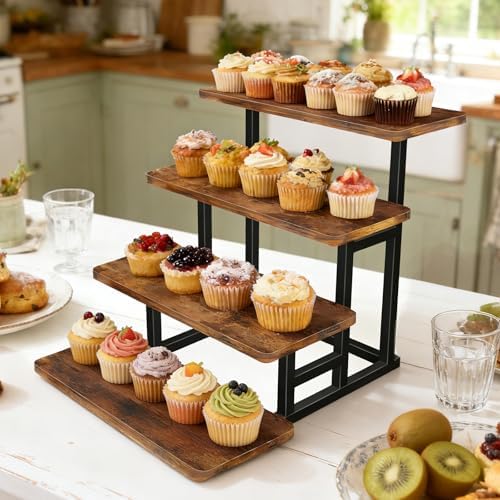 Cupcake Stand for 50 Cupcakes, 2 PACK Wooden Dessert Table Display Set for Wedding Cupcake Tower, Stepped Tiered, alternate