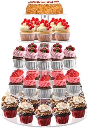 Cupcake Stand for 53 Cupcakes Clear 5 Tier Round Cupcake Tower for Wedding in Clear