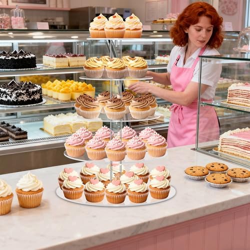 Cupcake Stand for 53 Cupcakes Clear 5 Tier Round Cupcake Tower for Wedding in Clear, alternate view 2