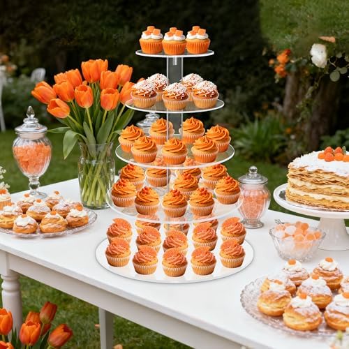 Cupcake Stand for 53 Cupcakes Clear 5 Tier Round Cupcake Tower for Wedding in Clear, alternate view 4