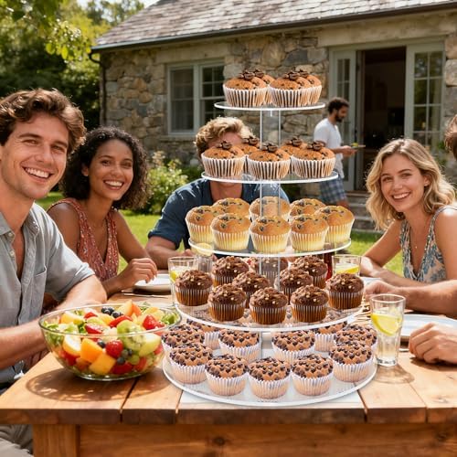 Cupcake Stand for 53 Cupcakes Clear 5 Tier Round Cupcake Tower for Wedding in Clear, alternate view 5