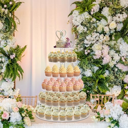 Cupcake Stand for 80 cupcakes, Acrylic, Large, Round, 6 Tier, Easy Assembly, Clear, for Wedding, Birthday, alternate view 2