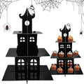 Cupcake Stand for Dessert Table Party, 3 Tire Black Castle Ghost Cupcake Tower for Home Party Birthday Supplies