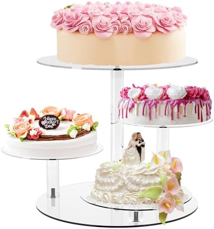 Cupcake Stand, Round Cake Stand, 4 Tier Cupcakes and Cakes Comb for 8-12 Inch Cakes, Tiered Cupcake Tree Tower