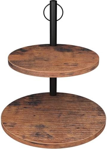 Cupcake Stand, Rustic Wood 2 Tier Cake Stand, Tiered Tray Stand in Rustic Brown