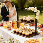 Cupcake Stand, Swing Wood Cupcake Stand Large Dessert Stand Cupcake Display Stand 2 Tier Tiered Serving Tray, alternate view