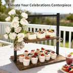 Cupcake Stand, Swing Wood Cupcake Stand Large Dessert Stand Cupcake Display Stand 2 Tier Tiered Serving Tray, alternate view