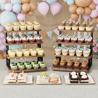 Cupcake Stand, Tiered Tray Stand Dessert Table Display Set, 4 Tier Cupcake Stand for 50 cupcakes, Wooden Risers, alternate