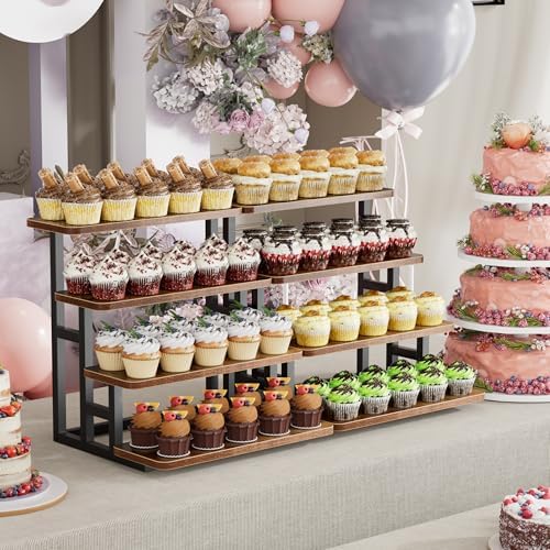 Cupcake Stand, Tiered Tray Stand Dessert Table Display Set, 4 Tier Cupcake Stand for 50 cupcakes, Wooden Risers, alternate