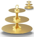 Cupcake Stand Tower 2 Pack, Gold Cupcake Stand, 3 Tier Cup Cake Stand Cardboard Matte Golden (Cardboard Gold, 2