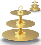 Cupcake Stand Tower 2 Pack, Gold Cupcake Stand, 3 Tier Cup Cake Stand Cardboard Matte Golden (Cardboard Gold, 2