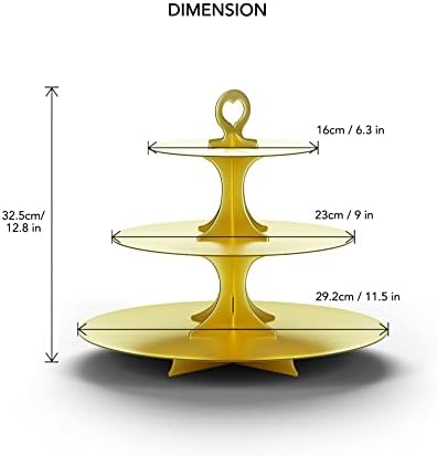 Cupcake Stand Tower 2 Pack, Gold Cupcake Stand, 3 Tier Cup Cake Stand Cardboard Matte Golden (Cardboard Gold, 2, alternate