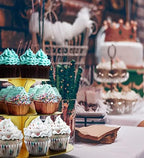 Cupcake Stand Tower 2 Pack, Gold Cupcake Stand, 3 Tier Cup Cake Stand Cardboard Matte Golden (Cardboard Gold, 2, alternate