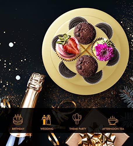 Cupcake Stand Tower 2 Pack, Gold Cupcake Stand, 3 Tier Cup Cake Stand Cardboard Matte Golden (Cardboard Gold, 2, alternate