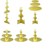 Cupcake Stand Tower 2 Pack, Gold Cupcake Stand, 3 Tier Cup Cake Stand Cardboard Matte Golden (Cardboard Gold, 2, alternate