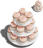 Cupcake Stand Tower, 2 Pack, White, 3 Tiered, Cup Cake Stand Cardboard Dessert Holder for Parties (White) in