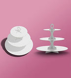 Cupcake Stand Tower, 2 Pack, White, 3 Tiered, Cup Cake Stand Cardboard Dessert Holder for Parties (White) in, alternate view