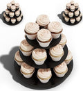 Cupcake Stand Tower, 3 Pack, Black, 3 Tiered, Cup Cake Stand Cardboard Dessert Holder for Parties (Black, Small