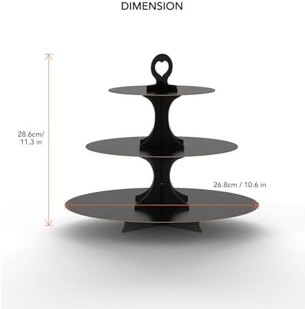 Cupcake Stand Tower, 3 Pack, Black, 3 Tiered, Cup Cake Stand Cardboard Dessert Holder for Parties (Black, Small, alternate