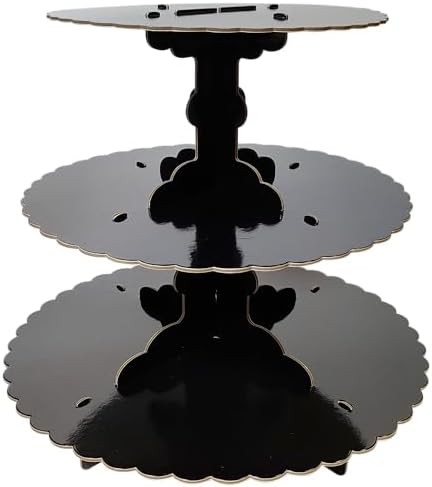 Cupcake Stand - Ultimate Dessert Table Display Set - Black Cardboard Cupcake Tier for Birthdays, Weddings in