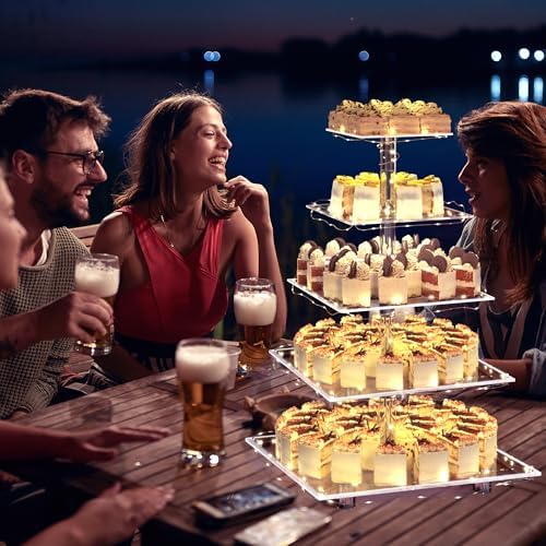 Cupcake Stand with Lights, 5 Tier Cupcake Holder, Light Up, Dessert Table Display Set for Weddings, Christmas, alternate view