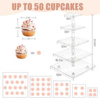 Cupcake Stand with Lights, 5 Tier Cupcake Holder, Light Up, Dessert Table Display Set for Weddings, Christmas, alternate view