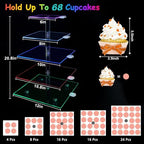 Cupcake Stand with Rechargeable Led, 5 Tier Clear Cupcake Holder, 7 Colors Light Cupcake Tower, Acrylic Dessert, alternate