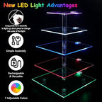 Cupcake Stand with Rechargeable Led, 5 Tier Clear Cupcake Holder, 7 Colors Light Cupcake Tower, Acrylic Dessert, alternate