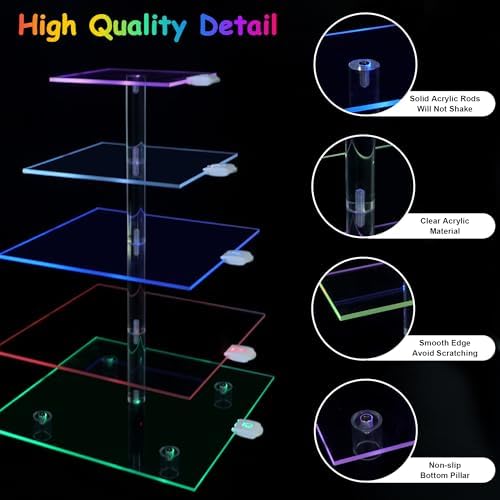 Cupcake Stand with Rechargeable Led, 5 Tier Clear Cupcake Holder, 7 Colors Light Cupcake Tower, Acrylic Dessert, alternate
