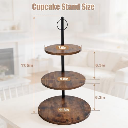 Cupcake Stand, Wood Cake Stand, Cupcake Display Stand, Wedding Cake Stands, Rotatable Cupcake Stands for Party, alternate
