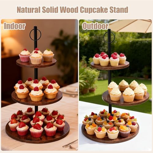 Cupcake Stand, Wood Cake Stand, Cupcake Display Stand, Wedding Cake Stands, Rotatable Cupcake Stands for Party, alternate