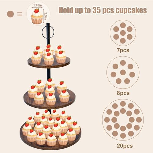Cupcake Stand, Wood Cake Stand, Cupcake Display Stand, Wedding Cake Stands, Rotatable Cupcake Stands for Party, alternate