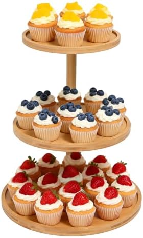 Cupcake Stand, Wood Cake Stand, Cupcake Display Stand, Wedding Cake Stands, Rotatable Bamboo Cupcake Stands for