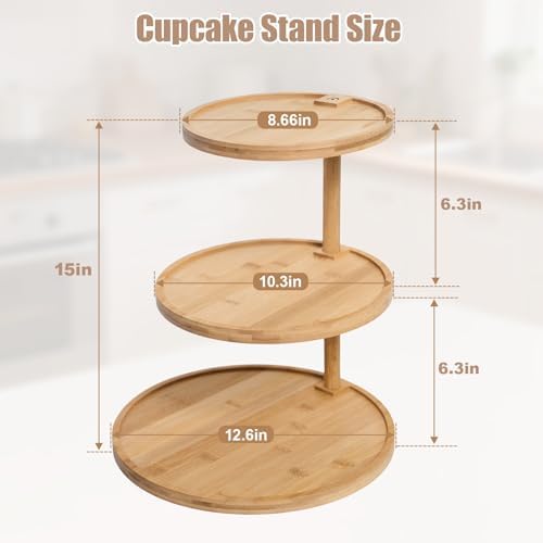 Cupcake Stand, Wood Cake Stand, Cupcake Display Stand, Wedding Cake Stands, Rotatable Bamboo Cupcake Stands for, alternate