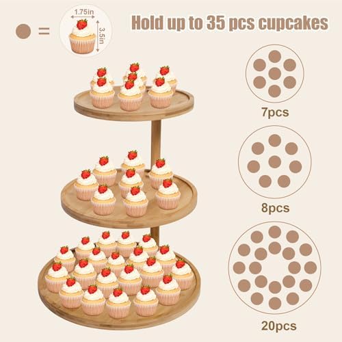 Cupcake Stand, Wood Cake Stand, Cupcake Display Stand, Wedding Cake Stands, Rotatable Bamboo Cupcake Stands for, alternate