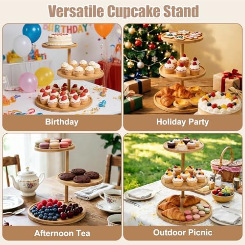 Cupcake Stand, Wood Cake Stand, Cupcake Display Stand, Wedding Cake Stands, Rotatable Bamboo Cupcake Stands for, alternate