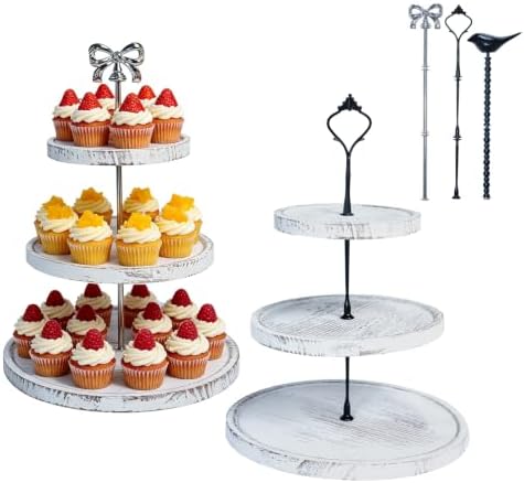 Cupcake Stand, Wood Cupcake Stand, Cupcake Display Stand, White Cupcake Stands for Party, 3 Tier Cupcake Stand