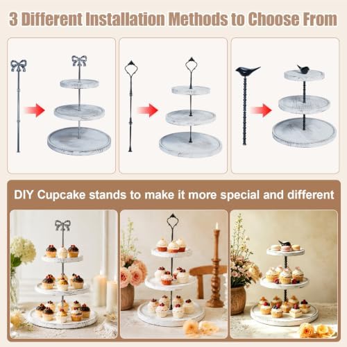 Cupcake Stand, Wood Cupcake Stand, Cupcake Display Stand, White Cupcake Stands for Party, 3 Tier Cupcake Stand, alternate