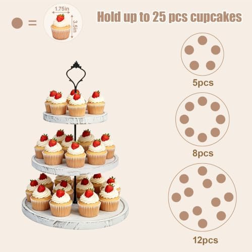 Cupcake Stand, Wood Cupcake Stand, Cupcake Display Stand, White Cupcake Stands for Party, 3 Tier Cupcake Stand, alternate