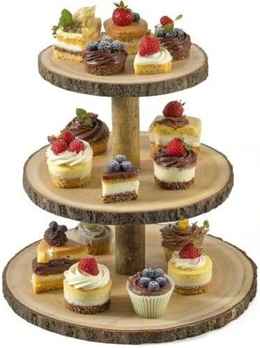 Cupcake Stand Wood Dessert Stands 3 Tier Cupcake Tower Large Cupcake Display Stand Rustic Cupcake Tier Stand for