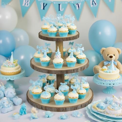 Cupcake Stand Wood Dessert Stands 3 Tier Cupcake Tower Large Cupcake Display Stand Rustic Cupcake Tier Stand for, alternate