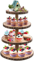 Cupcake Stand Wood Dessert Stands 4 Tier Cupcake Tower Large Display Stand in Wood-4Tier