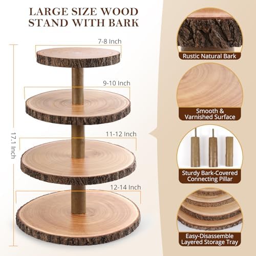 Cupcake Stand Wood Dessert Stands 4 Tier Cupcake Tower Large Display Stand in Wood-4Tier, alternate view 2