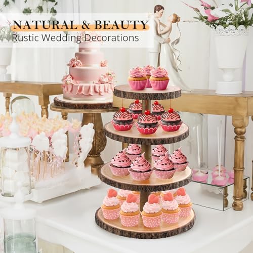 Cupcake Stand Wood Dessert Stands 4 Tier Cupcake Tower Large Display Stand in Wood-4Tier, alternate view 7