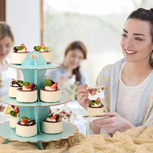 Cupcake Stands, 2 Pack Cup Cake Stand, Cupcake Display Dessert Tray, Round Cardboard Cupcake Stand for 24, alternate view 2