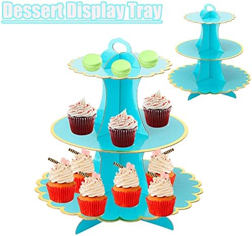 Cupcake Stands, 2 Pack Cup Cake Stand, Cupcake Display Dessert Tray, Round Cardboard Cupcake Stand for 24, alternate view 3