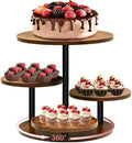 Cupcake Tower Stands for 50 Cupcakes,360° Rotatable Wood Cake Stand in Rustic brown