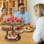 Cupcake Tower Stands for 50 Cupcakes,360° Rotatable Wood Cake Stand in Rustic brown, alternate view 2