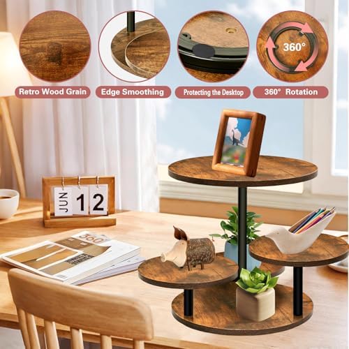 Cupcake Tower Stands for 50 Cupcakes,360° Rotatable Wood Cake Stand in Rustic brown, alternate view 5