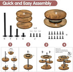 Cupcake Tower Stands for 50 Cupcakes,360° Rotatable Wood Cake Stand in Rustic brown, alternate view 6